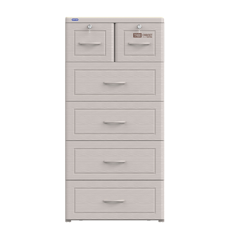DuyTan Cabinet - 5 Drawer Plastic Storage Unit - 60x48x124cm -White Wood Look