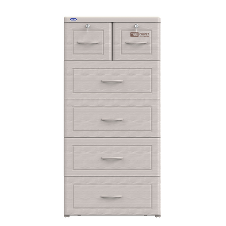 DuyTan Cabinet - 5 Drawer Plastic Storage Unit - 60x48x124cm -White Wood Look