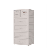 DuyTan Cabinet - 5 Drawer Plastic Storage Unit - 60x48x124cm -White Wood Look