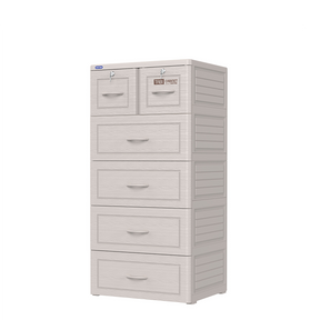DuyTan Cabinet - 5 Drawer Plastic Storage Unit - 60x48x124cm -White Wood Look