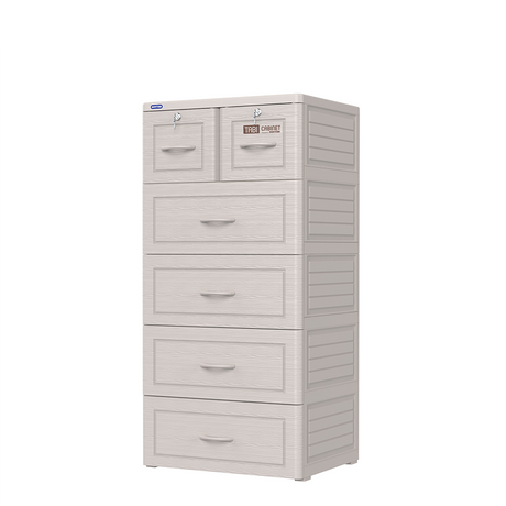 DuyTan Cabinet - 5 Drawer Plastic Storage Unit - 60x48x124cm -White Wood Look