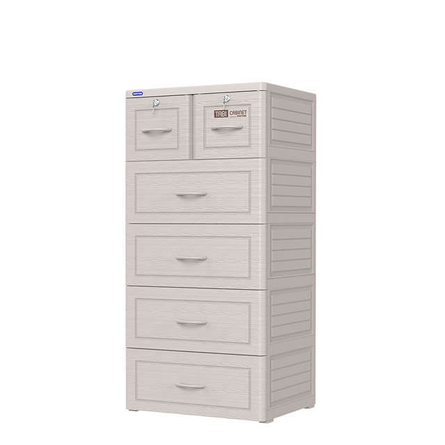 DuyTan Cabinet - 5 Drawer Plastic Storage Unit - 60x48x124cm -White Wood Look
