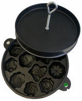 Malaysian Kuih Bahulu Cast Iron Pan - Decorative Cake Mould with Lid (Kue Bolu)