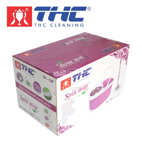 THC 360 Spinning Mop Bucket Easy Clean 2 Free Spin Mop Heads | Replacement Mop Head