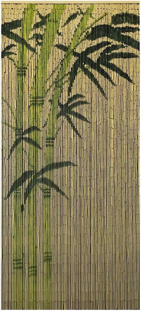 Deluxe Handmade Bamboo Door Curtain - Leaves (90x200cm Room Divider Strands/Wall Art)