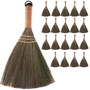 20 Pack Mini Hand Brush Sweeper Bulk Pack - Natural Straw Dust Cleaner/Broom Duster