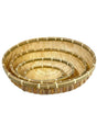 Round Bamboo Bowl Basket Serving Dishware Natural Wood - Set of 4