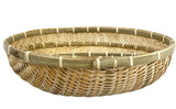 Round Bamboo Bowl Basket Serving Dishware Natural Wood - Set of 4