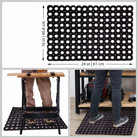 Rubber Anti-Fatigue Non-Slip Door Mat - 61x40.6cm (Kitchen/Cafe/Bar)