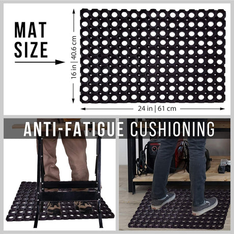 Rubber Door Mat Anti Fatigue Floor Safety Non-Slip Kitchen Cafe Bar (61 x 40.6cm)