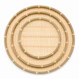 Round Bamboo Food Serving Tray Bowl Dishware Natural Wood - Set of 3
