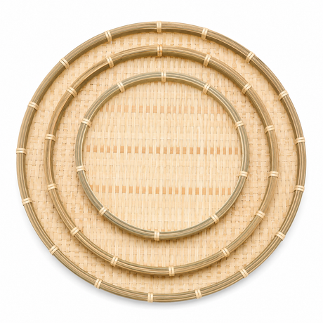 Round Bamboo Food Serving Tray Bowl Dishware Natural Wood - Set of 3