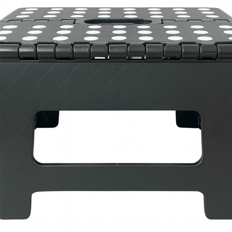 130kg Folding Step Stool Portable Plastic Foldable Chair Flat Outdoor (29x22cm) in Black