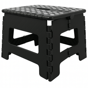 130kg Folding Step Stool Portable Plastic Foldable Chair Flat Outdoor (29x22cm) in Black