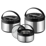3 Piece Stainless Steel Food Warmer Lunch Set - Storage Boxes (2.5L, 5L & 8L)