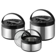 3 Piece Stainless Steel Food Warmer Lunch Set - Storage Boxes (2.5L, 5L & 8L)