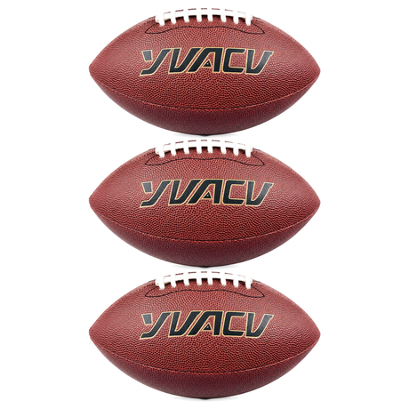 3x Standard American Gridiron Football Pack - Size 6 (Indoor/Outdoor Sports Training Ball)