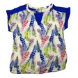 Womens Viscose Summer Gypsy Bohemian Blouse Top (Short Sleeve Harem Tee) - Pastel Feather Blue