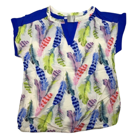 Womens Viscose Summer Gypsy Bohemian Blouse Top (Short Sleeve Harem Tee) - Pastel Feather Blue