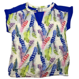 Womens Viscose Summer Gypsy Bohemian Blouse - Pastel Feather Blue (Short Sleeve Harem Top)