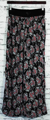 Womens Crotchet Waist Yoga Harem Pants Palazzo Lounge Ladies Trousers Yoga Loose - Paisley Heart (Black/White)
