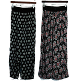 Womens Crotchet Waist Yoga Harem Pants Palazzo Lounge Ladies Trousers Yoga Loose - Paisley Daisy (Black/White/Red)