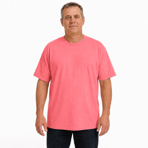 Mens Plain T Shirt 100% COTTON Loose Baggy Fit Blank Tee Top Basic T-Shirt - Pink (Salmon) - XL