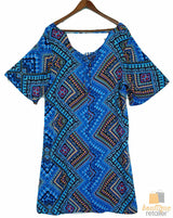 Plus size V-Neck Printed Open Hem Dress  Sleeve King Tall Bohemian - My Tribe Black