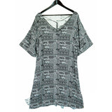Plus size V-Neck Printed Open Hem Dress  Sleeve King Tall Bohemian - My Tribe Black
