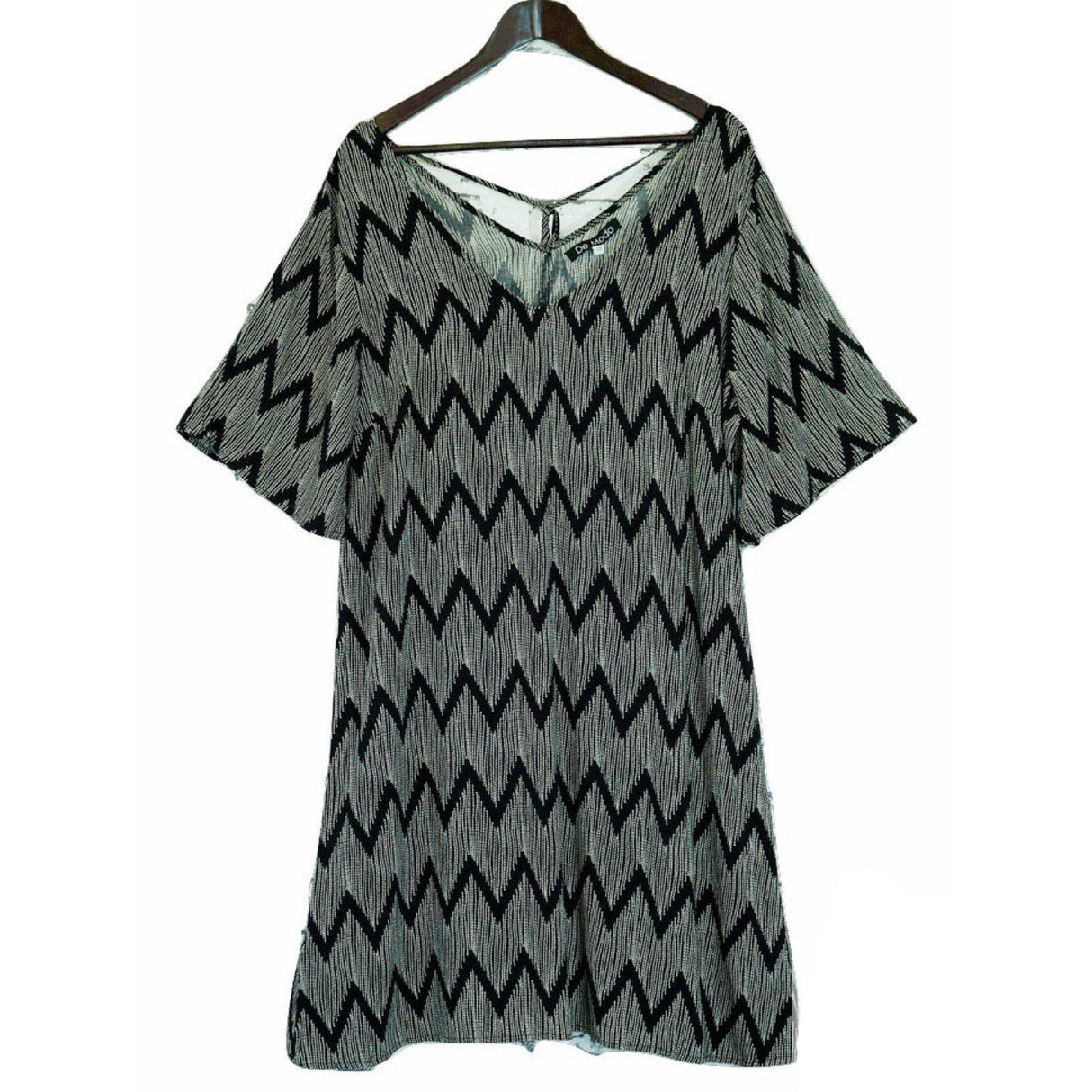 Plus size V-Neck Printed Open Hem Dress  Sleeve King Tall Bohemian - Ziggy