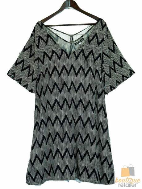 Plus size V-Neck Printed Open Hem Dress  Sleeve King Tall Bohemian