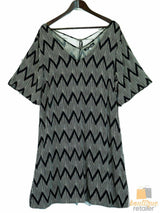 Plus size V-Neck Printed Open Hem Dress  Sleeve King Tall Bohemian