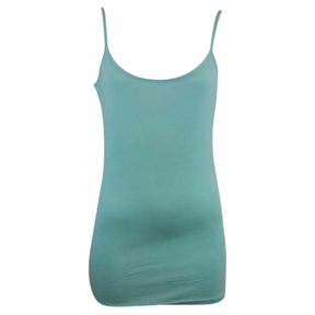 Womens Long Camisole Singlet Tank Top (Summer Casual Wear Basic Shirt) - Mint