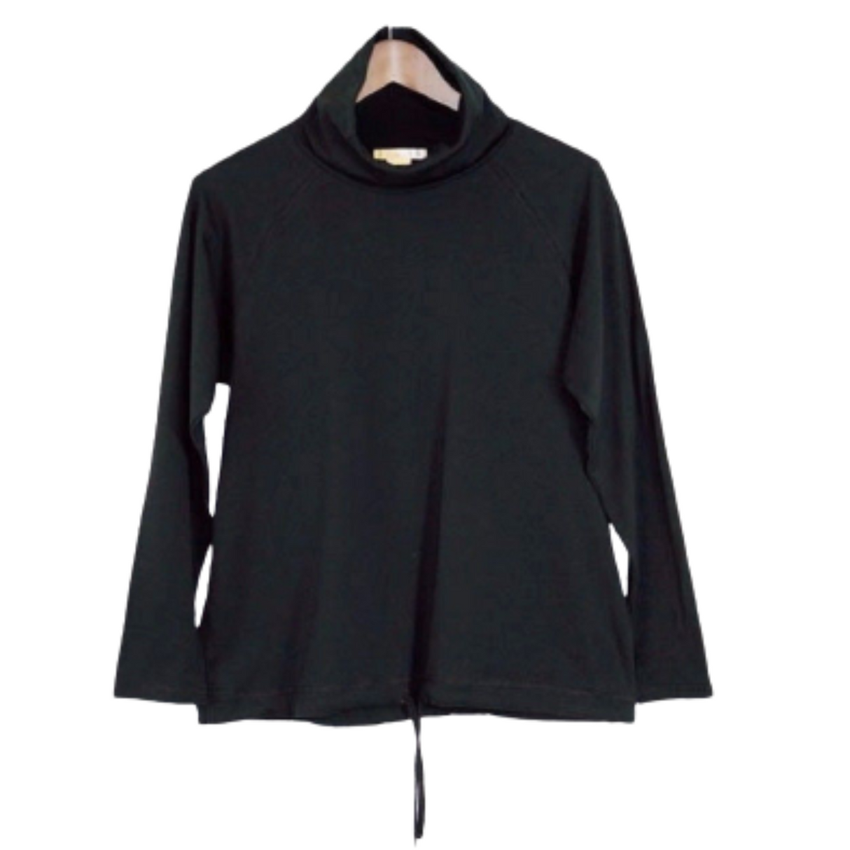 Ladies Cotton SKIVVY Womens Long Sleeve Plain Top Warm Turtle Neck w Cord 1353 - Black