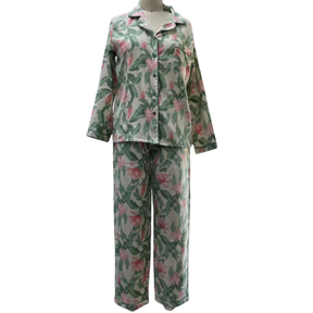 Womens 100% Cotton Flannelette Pyjama Set - Two Piece Top & Pants PJs - Blush