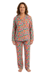 Womens 100% Cotton Flannelette Pyjama Set - Jaclyn Print Mint (Two Piece Top & Pants PJs)