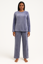 Womens Coral Fleece Soft Fur Pyjama Set - Pastel Lilac (Top & Bottom Plush PJs)