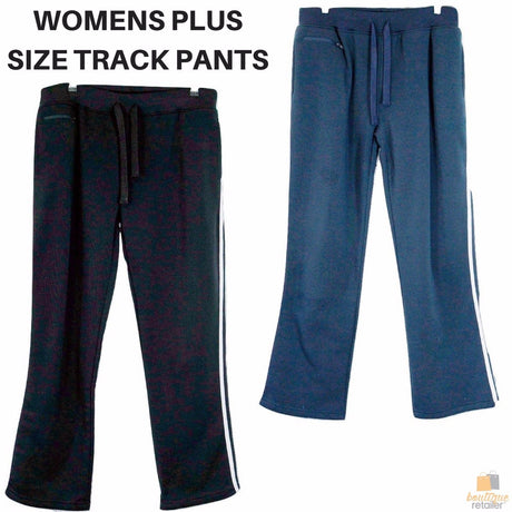 Women's PLUS SIZE TRACK PANTS Warm Winter Thick Bottoms King Big Size 8168 - Black