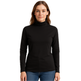 Ladies SKIVVY Womens Long Sleeve Plain Top Warm Turtleneck Cotton High Neck in Black