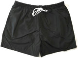 Mens Swim & Running Shorts w/ Brief Lining & Elastic Drawstring Waistband - Black