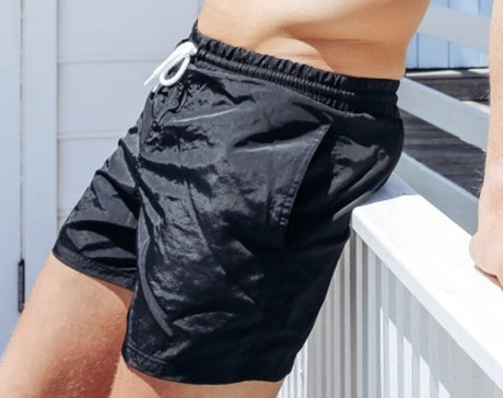 Mens Swim & Running Shorts w/ Brief Lining & Elastic Drawstring Waistband