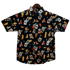 Mens 100% Cotton Hawaiian Beach T-Shirt - Black/White Jack Print