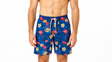 Mens Hawaiian Shorts in Flamingo Blue Print - XXL