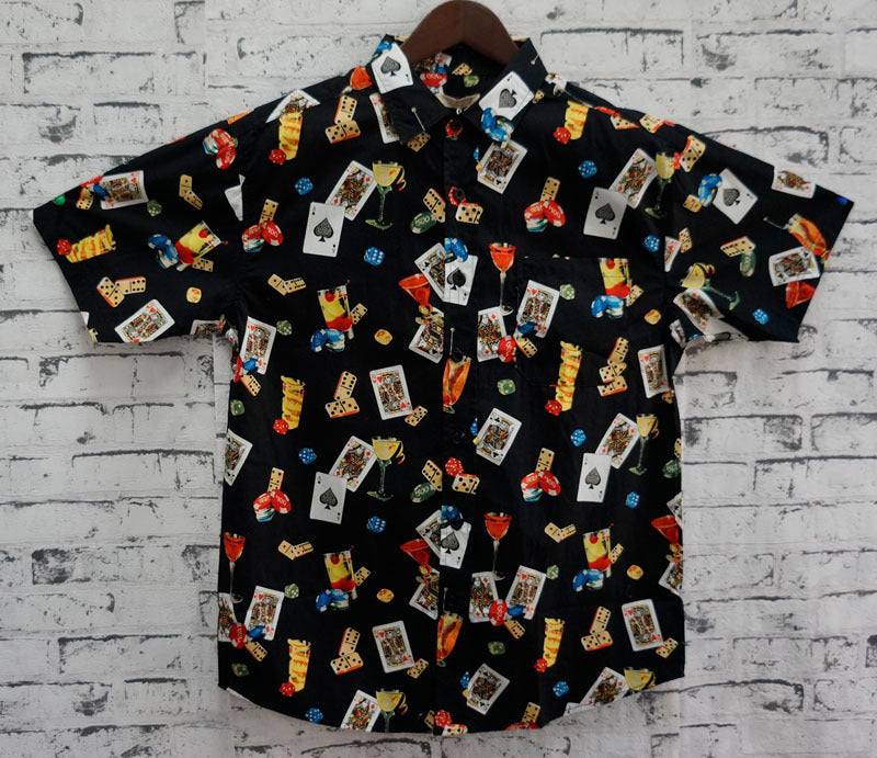 100% Cotton Adults Hawaiian Poker T-Shirt Cool Dry Summer Casual Tee Tops 3XL-6X