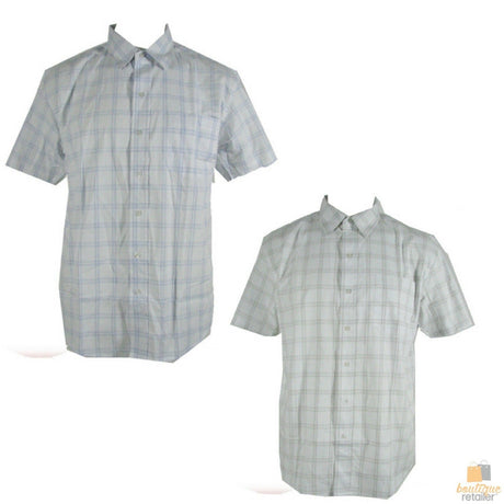 PLUS SIZE CHECK SHIRT Big & Tall King Large 100% COTTON Summer Short Sleeve - Check 1 (Blue)