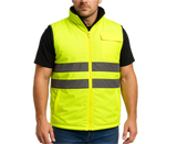 Mens Reversible High Visibility Zip Thru Vest Workwear Jacket in Fluro Yellow
