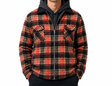 Mens Fur Sherpa Lined Check Shacket Jacket Shirt Fleece Lined in Barn Red Check - XXL