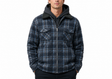 Mens Fur Sherpa Lined Check Shacket Jacket Shirt Fleece Lined in Blue Check - XXL