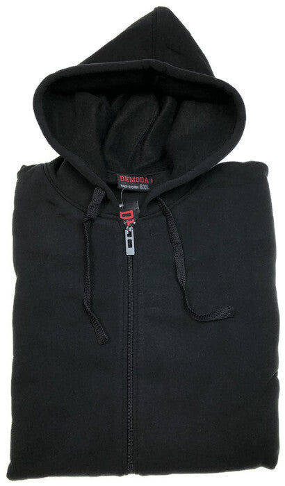 Mens PLUS SIZE ZIP HOODIE Plain Winter Fleece Jumper Sweatshirt Pockets - Black