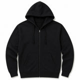 Mens Plus Size Full Zip Hoodie Fleece Jumper Jacket Winter Polyester - Black